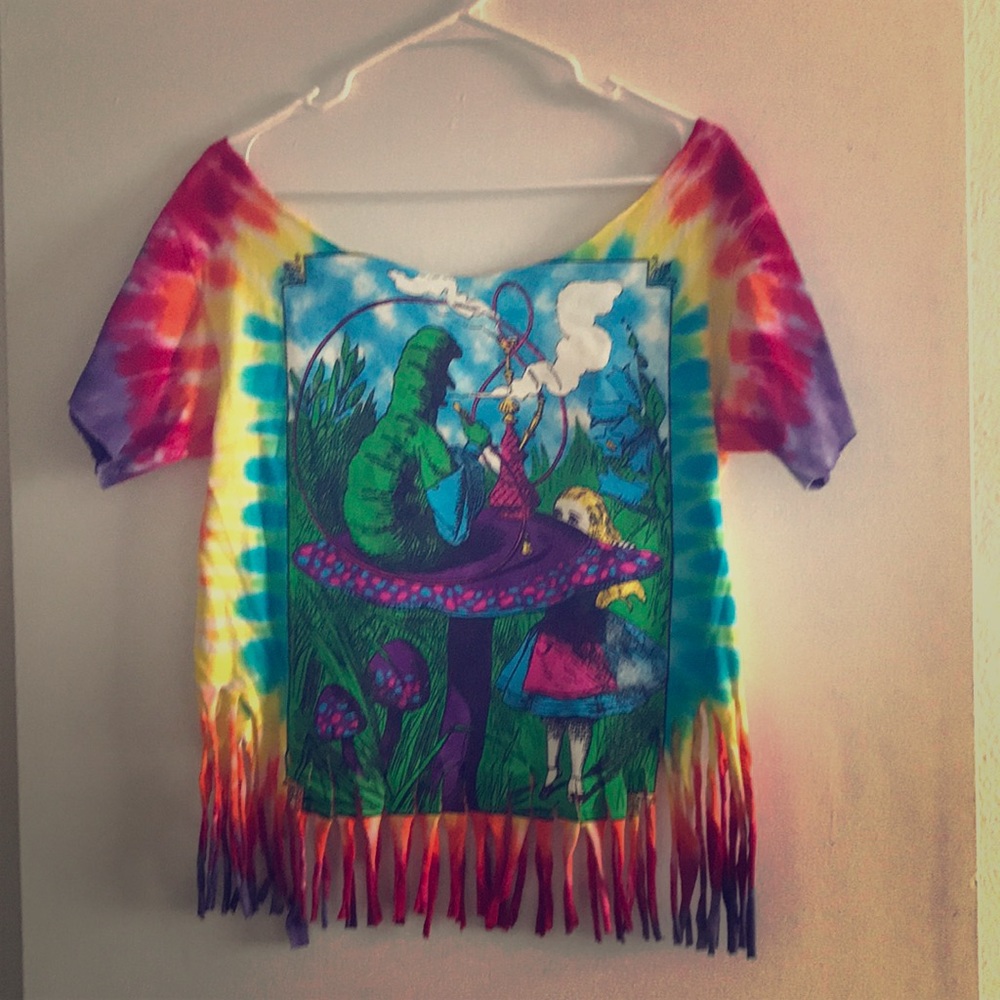 Liquid blue Alice hippie boho tie dye cut tee